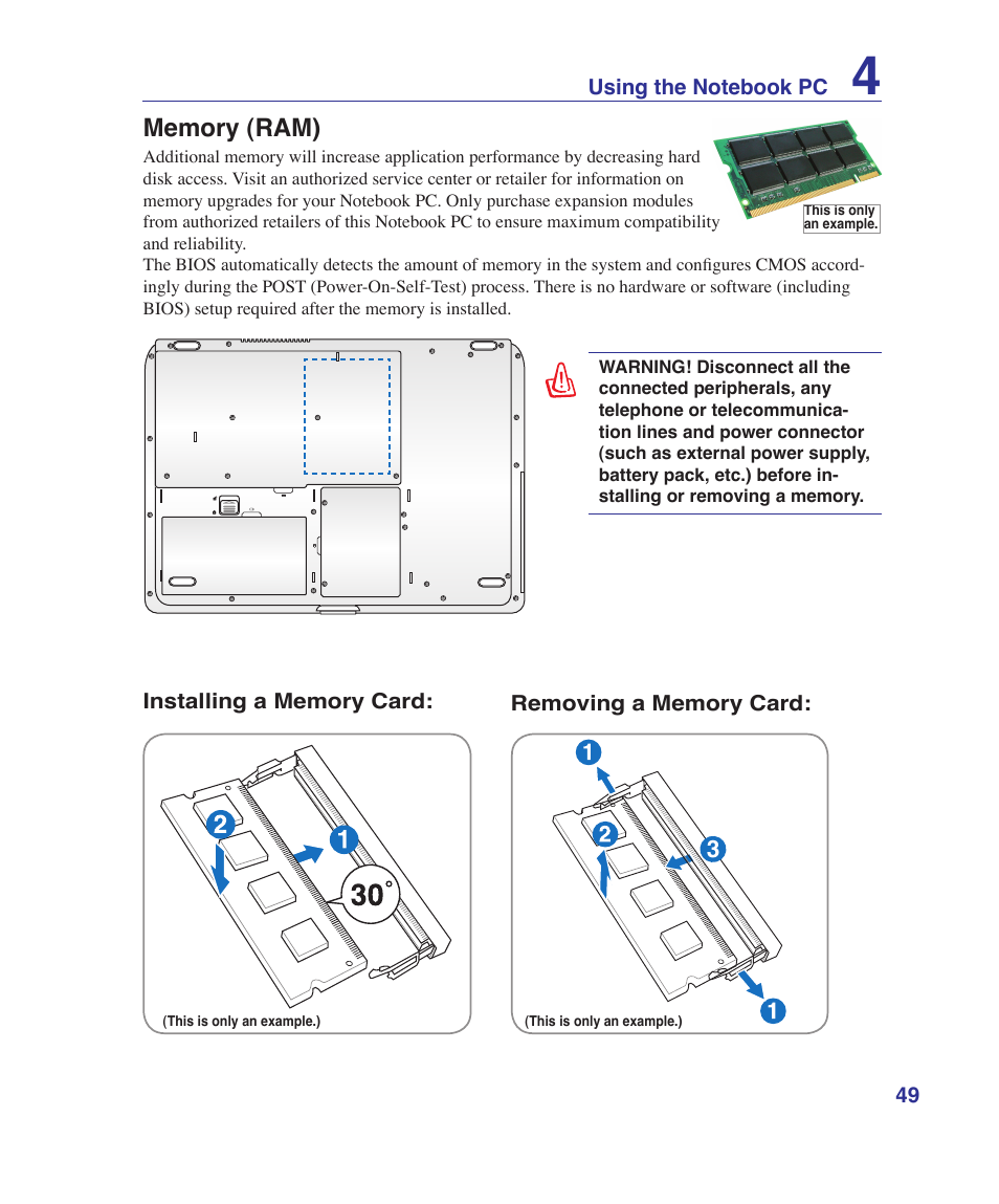 Memory (ram) | Asus N70SV User Manual | Page 49 / 87