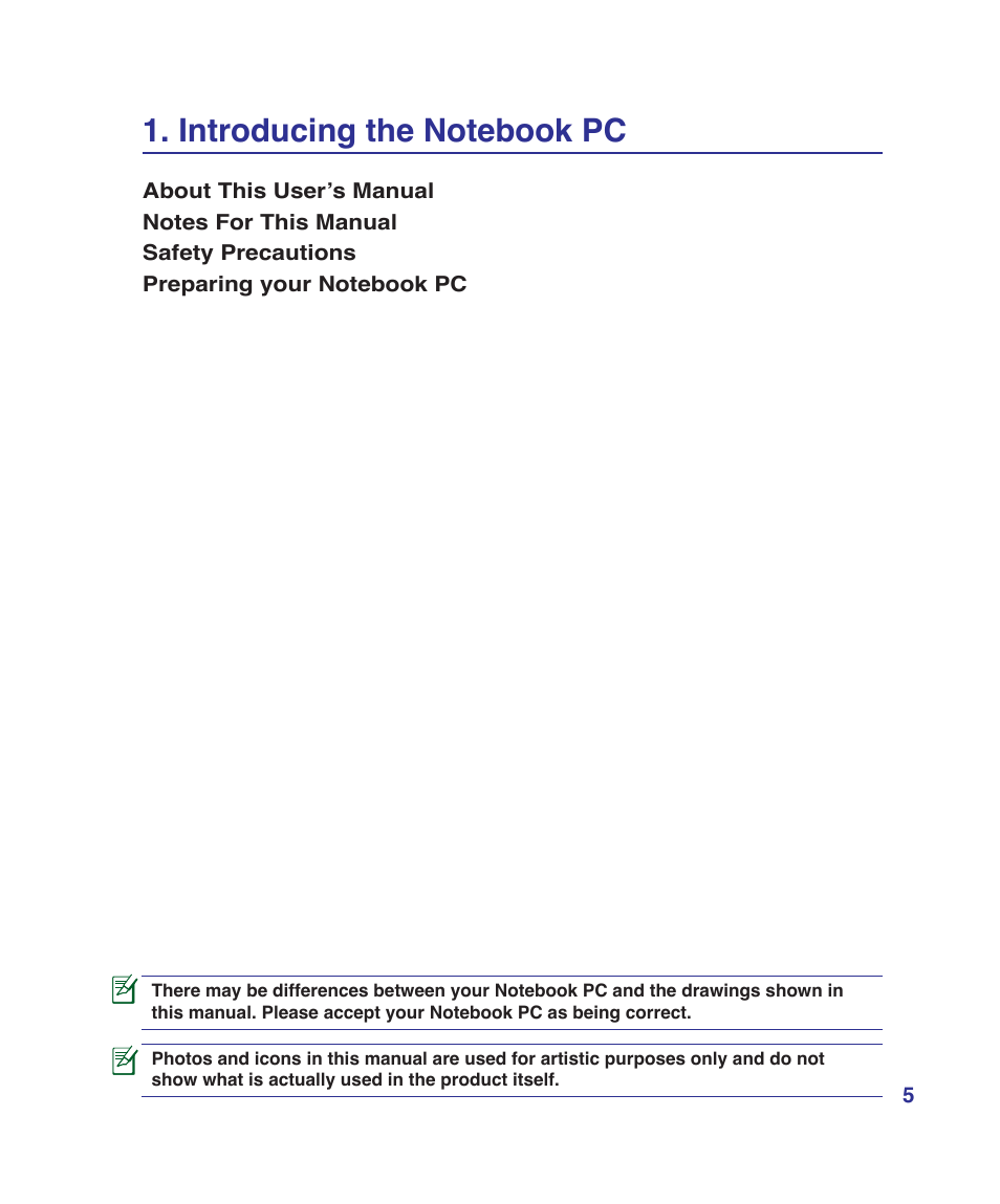 Introducing the notebook pc | Asus N70SV User Manual | Page 5 / 87