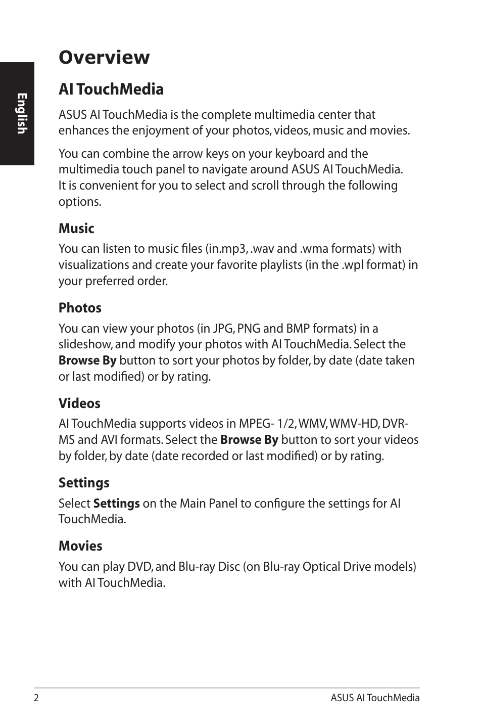 Overview, Ai touchmedia | Asus M60Vp User Manual | Page 2 / 7