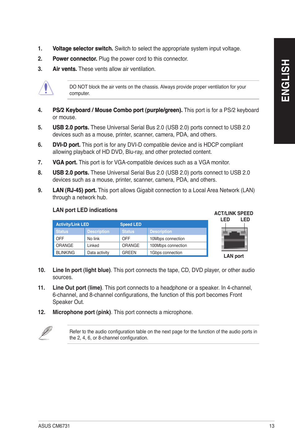 En gl is h en gl is h | Asus CM6731 User Manual | Page 13 / 66