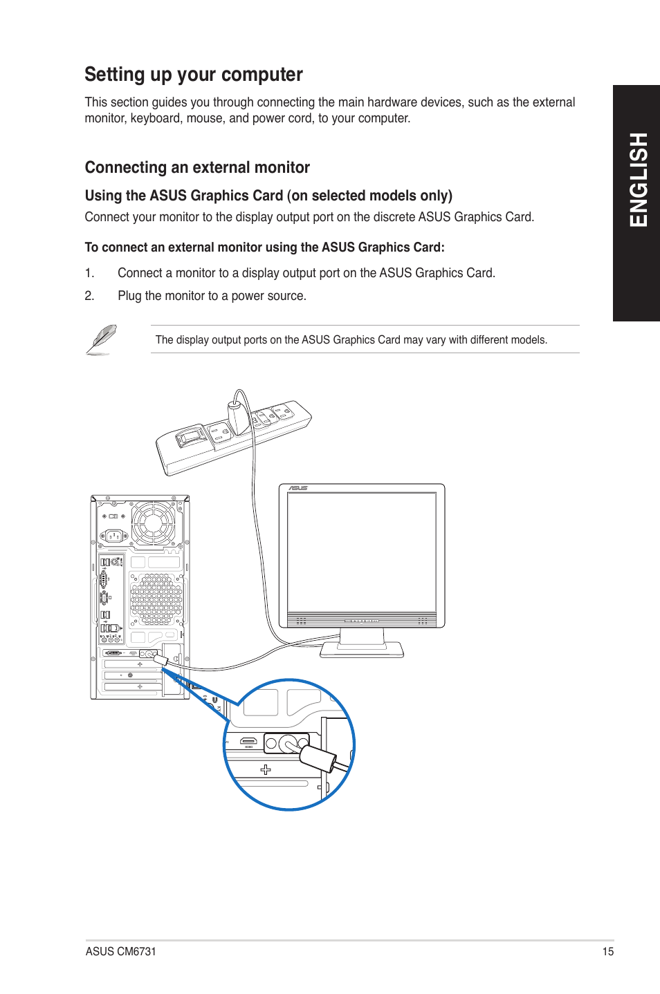 Setting up your computer, En gl is h en gl is h | Asus CM6731 User Manual | Page 15 / 66