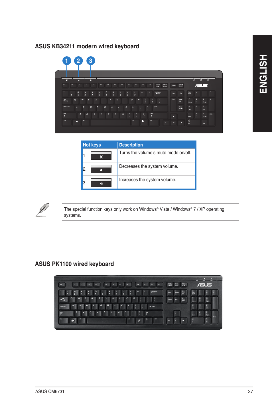 En gl is h en gl is h | Asus CM6731 User Manual | Page 37 / 66