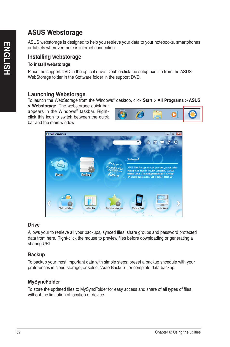 Asus webstorage, En gl is h en gl is h en gl is h en gl is h | Asus CM6731 User Manual | Page 52 / 66