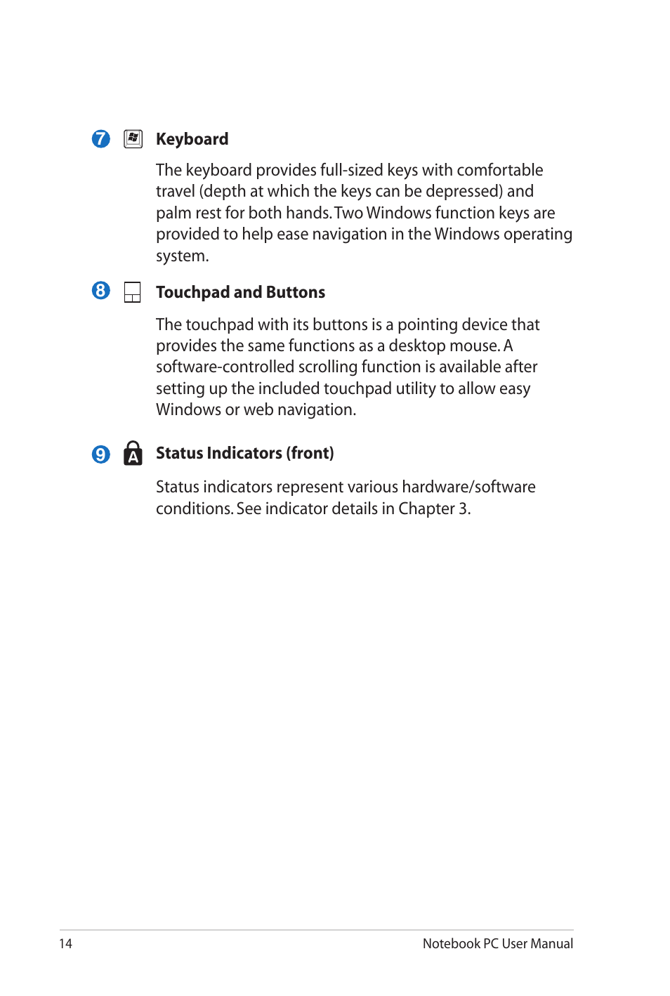 Asus K72JU User Manual | Page 14 / 106