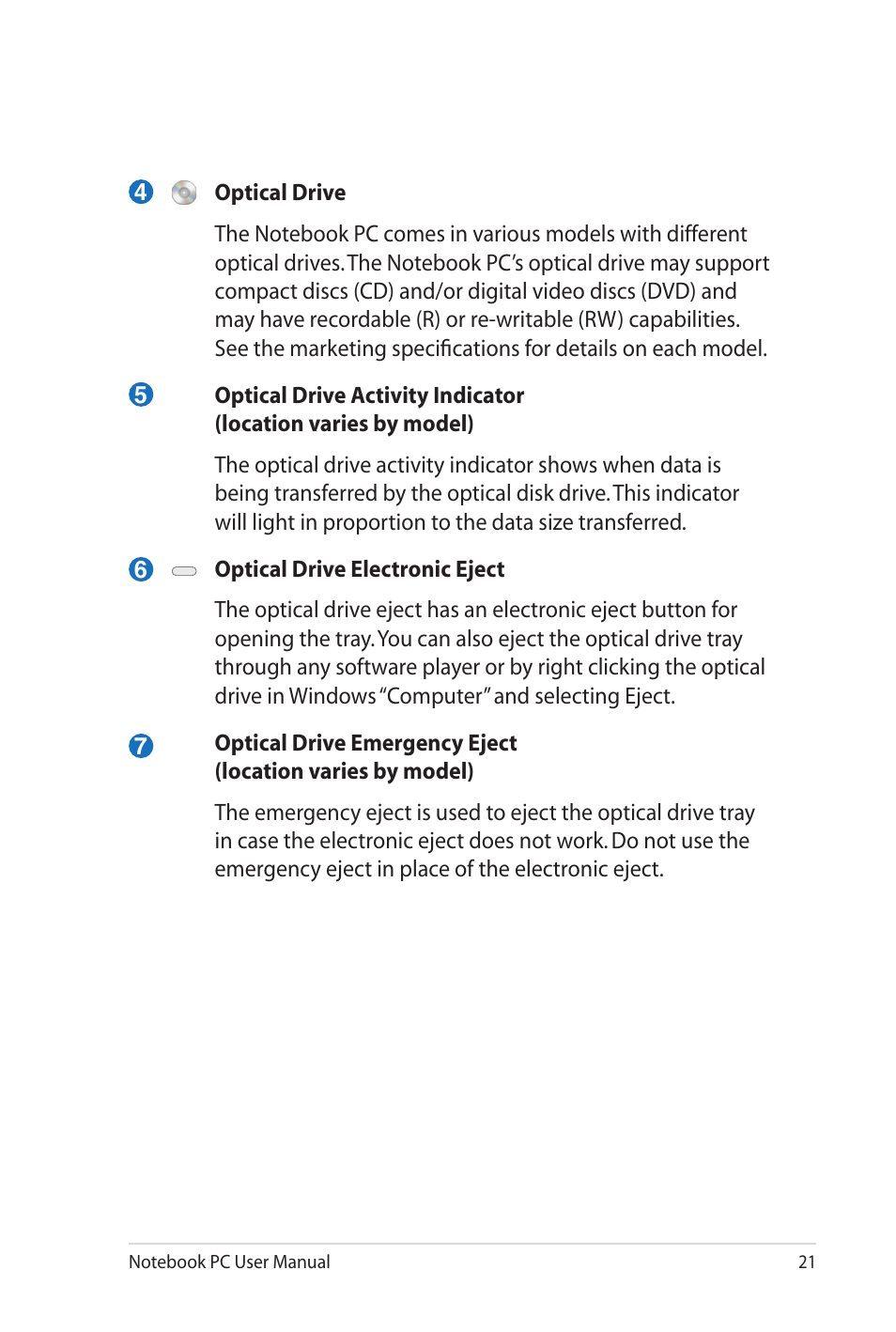 Asus K72JU User Manual | Page 21 / 106