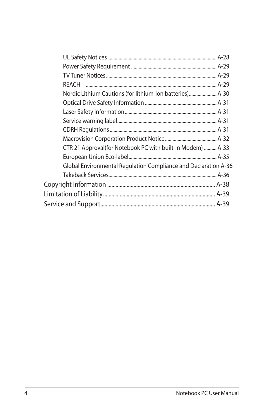 Asus K72JU User Manual | Page 4 / 106