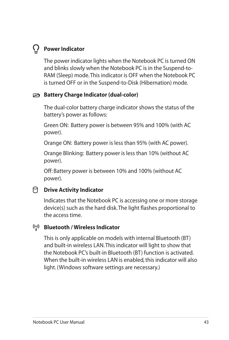 Asus K72JU User Manual | Page 43 / 106