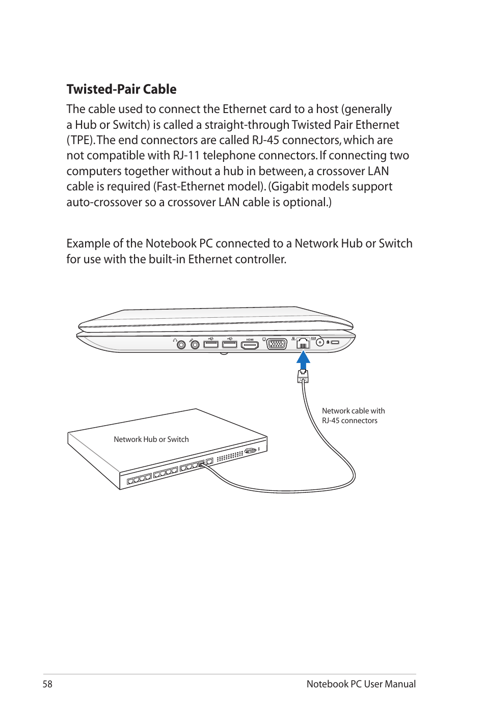 Twisted-pair cable | Asus K72JU User Manual | Page 58 / 106