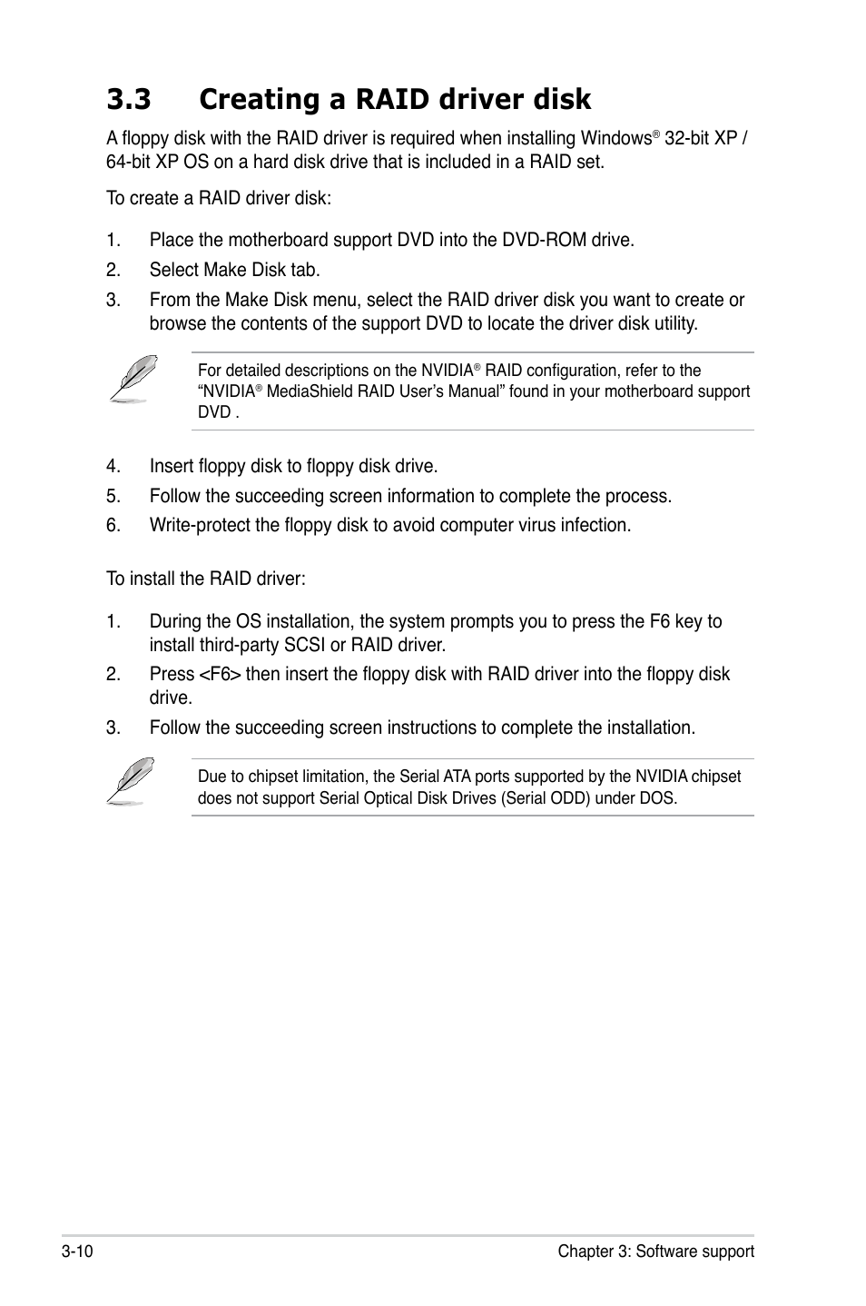 3 creating a raid driver disk | Asus P5N73-AM User Manual | Page 94 / 98