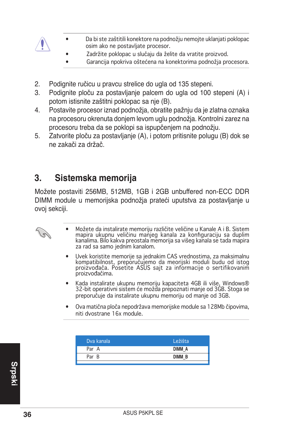 Srpski | Asus P5KPL SE User Manual | Page 36 / 38