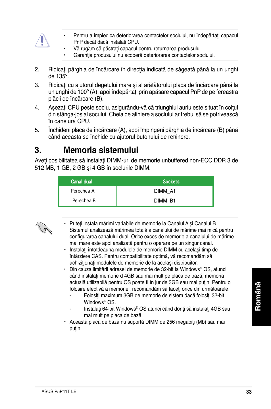 Română | Asus P5P41T LE User Manual | Page 33 / 41