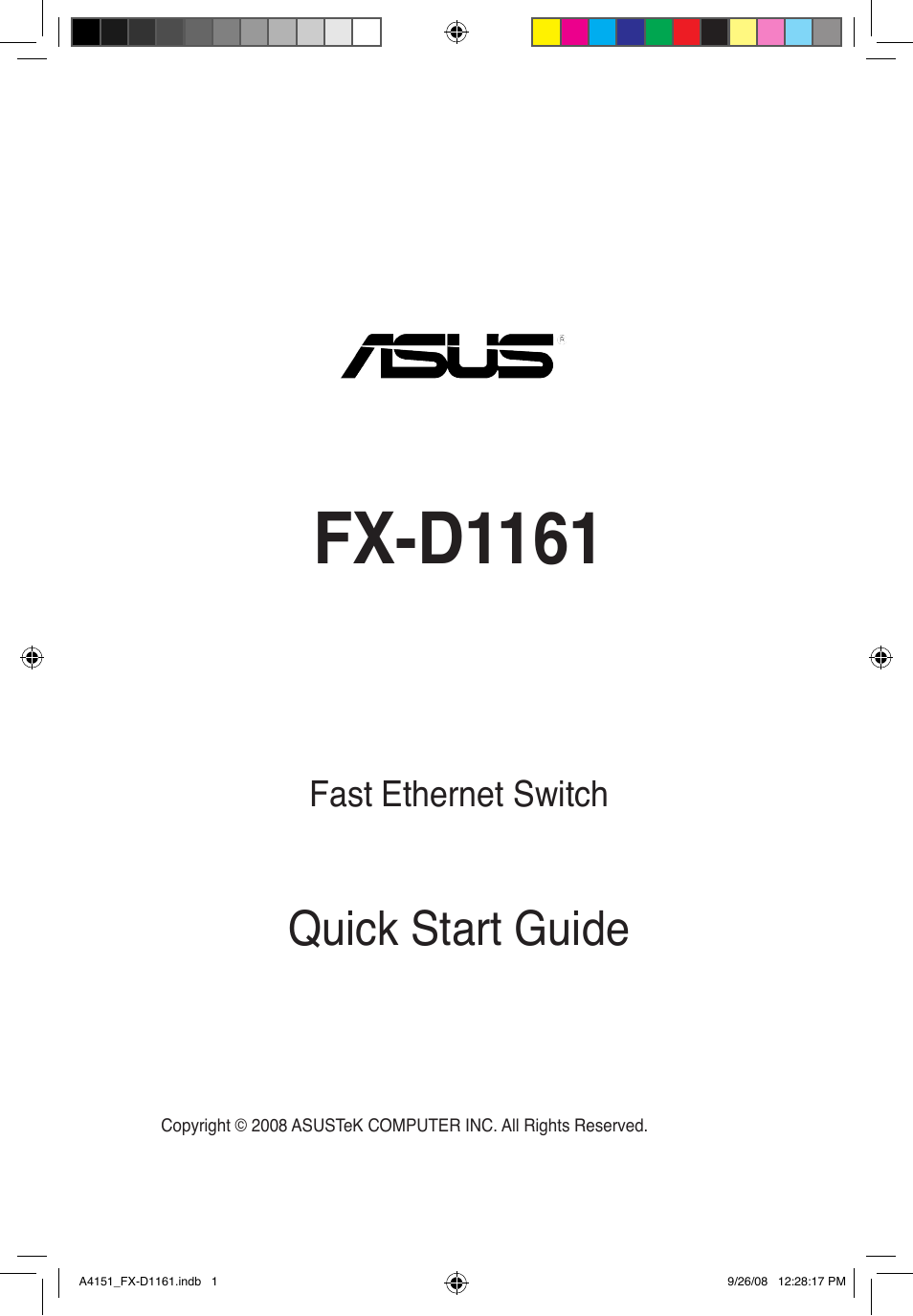 Fx-d1161, Quick start guide | Asus FX-D1161 User Manual | Page 2 / 30