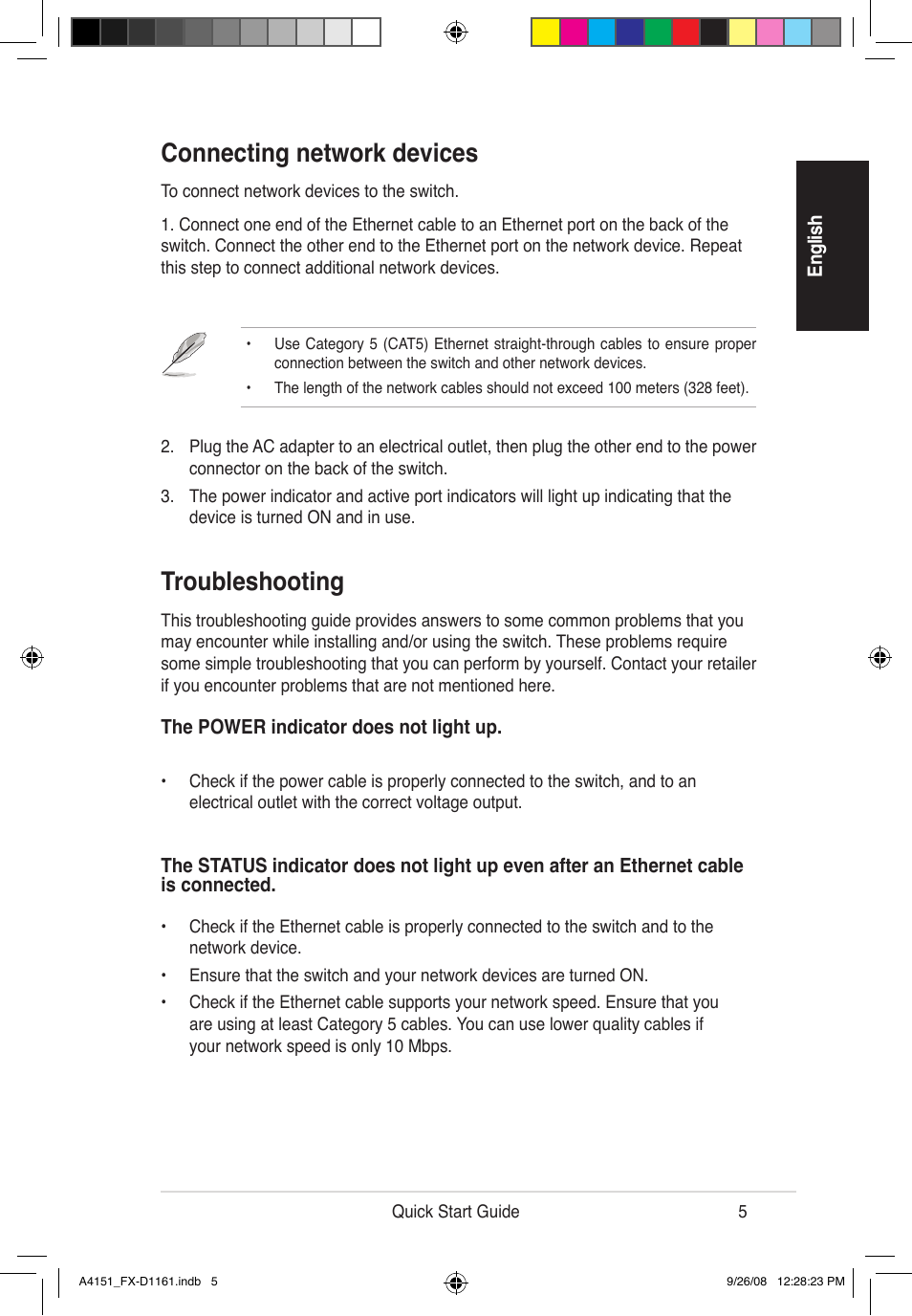 Connecting network devices, Troubleshooting | Asus FX-D1161 User Manual | Page 6 / 30