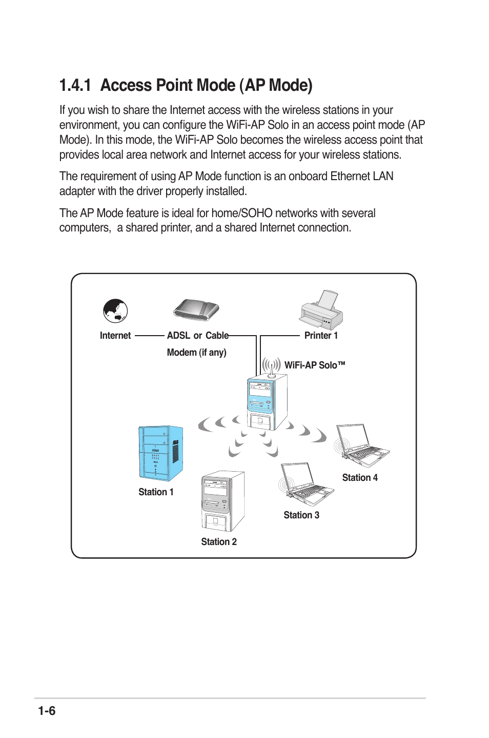 1 access point mode (ap mode) | Asus P5K Deluxe/WiFi-AP User Manual | Page 12 / 59