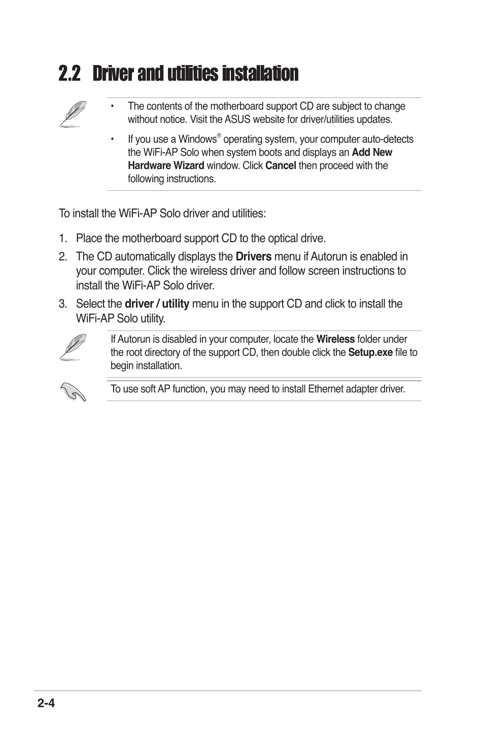 2 driver and utilities installation | Asus P5K Deluxe/WiFi-AP User Manual | Page 17 / 59