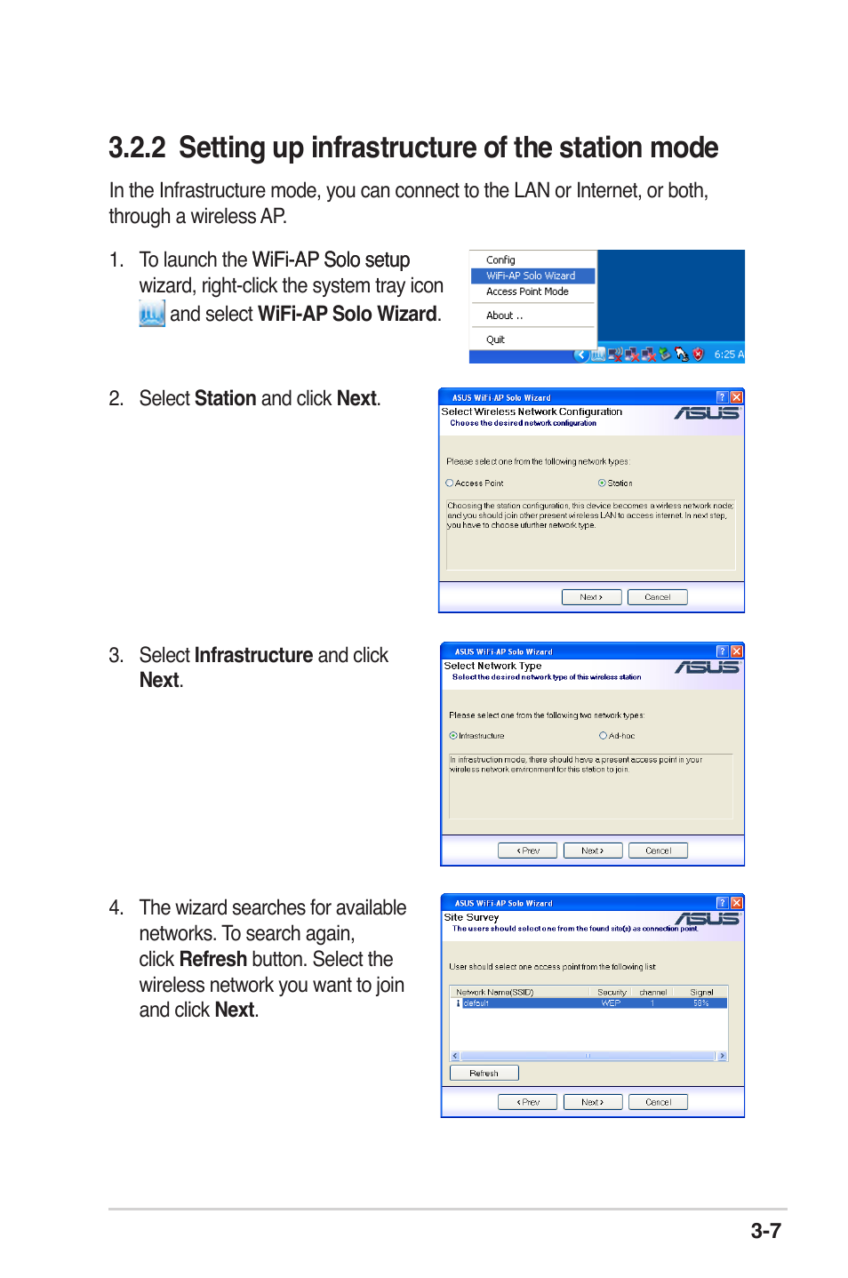 2 setting up infrastructure of the station mode | Asus P5K Deluxe/WiFi-AP User Manual | Page 24 / 59