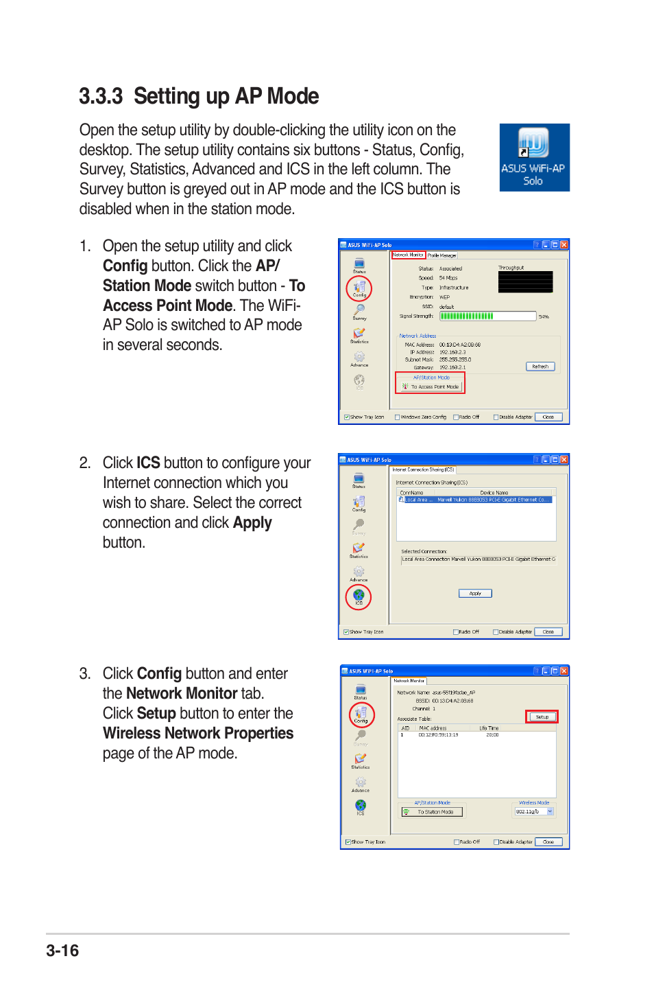 3 setting up ap mode | Asus P5K Deluxe/WiFi-AP User Manual | Page 33 / 59