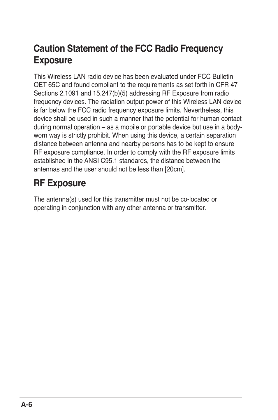 Rf exposure | Asus P5K Deluxe/WiFi-AP User Manual | Page 59 / 59