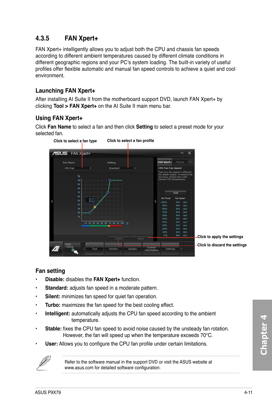 Chapter 4, 5 fan xpert | Asus P9X79 User Manual | Page 129 / 156