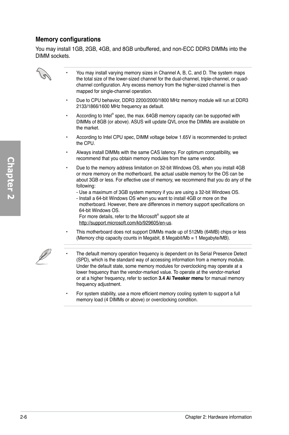 Chapter 2 | Asus P9X79 User Manual | Page 24 / 156