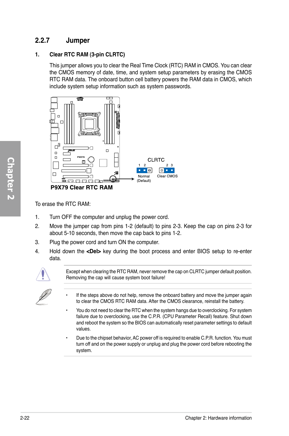 Chapter 2, 7 jumper | Asus P9X79 User Manual | Page 40 / 156