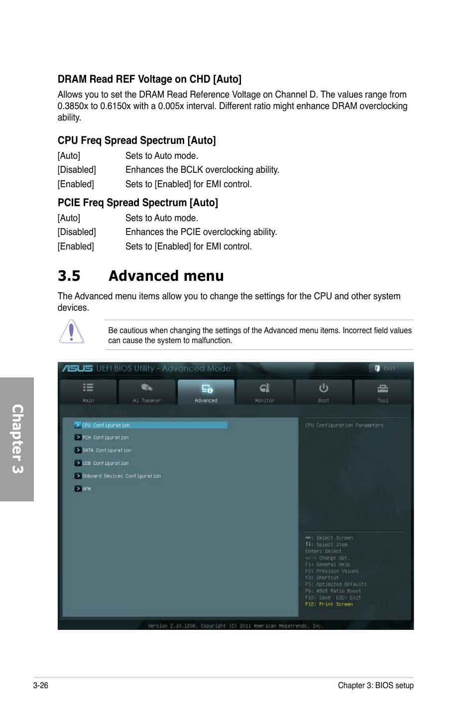 Chapter 3, 5 advanced menu | Asus P9X79 User Manual | Page 92 / 156