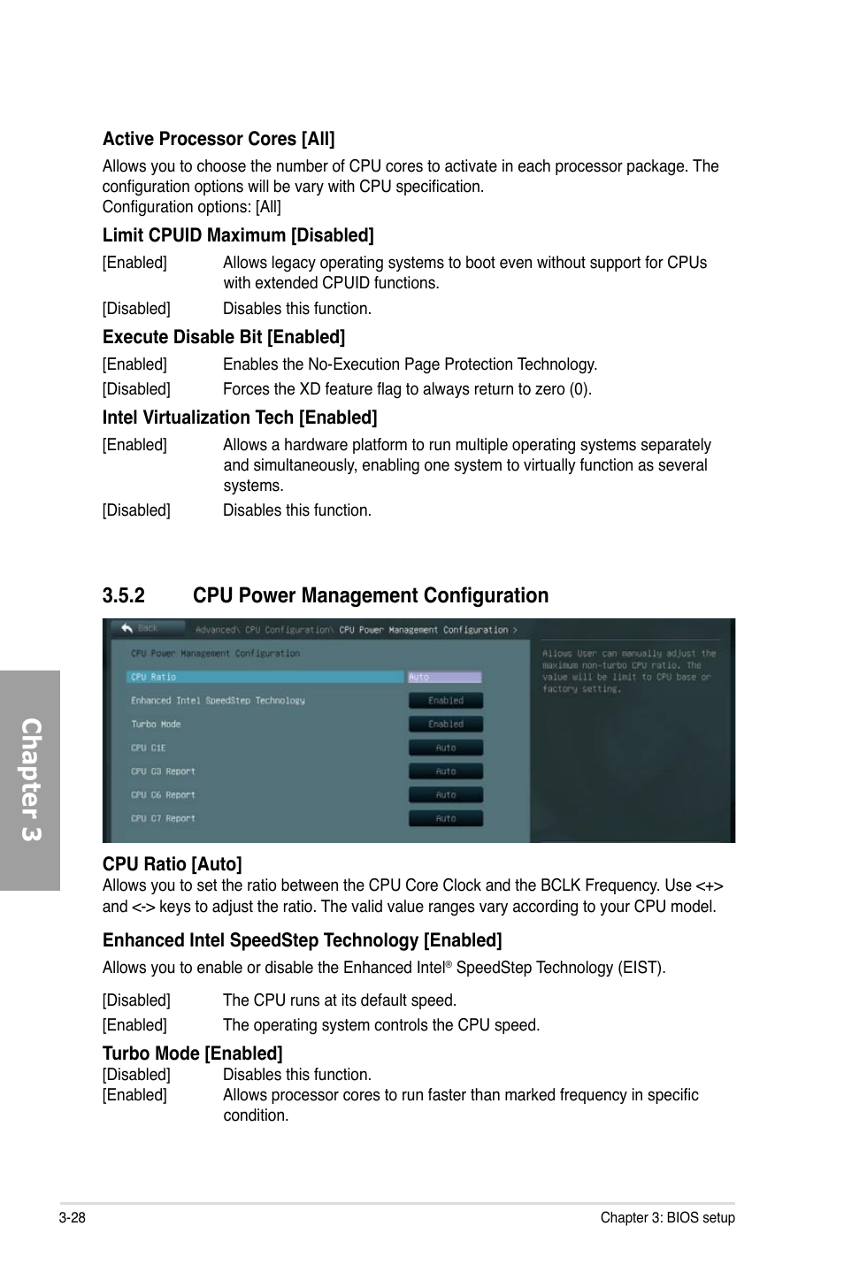 Chapter 3, 2 cpu power management configuration | Asus P9X79 User Manual | Page 94 / 156