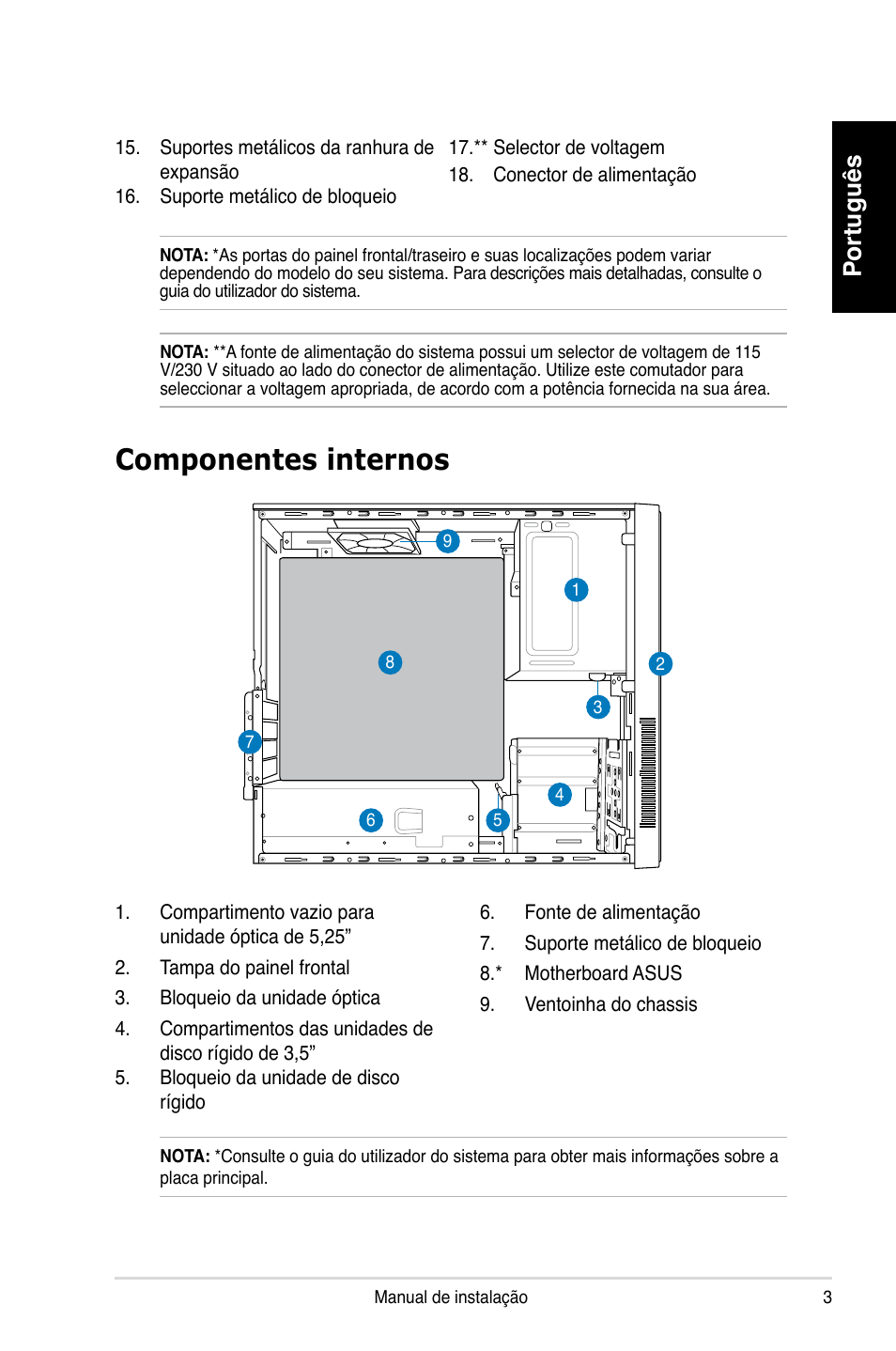 Componentes internos, Português | Asus P3-PH4 User Manual | Page 51 / 80