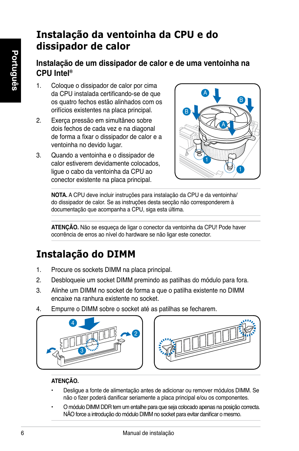 Instalação do dimm, Português | Asus P3-PH4 User Manual | Page 54 / 80