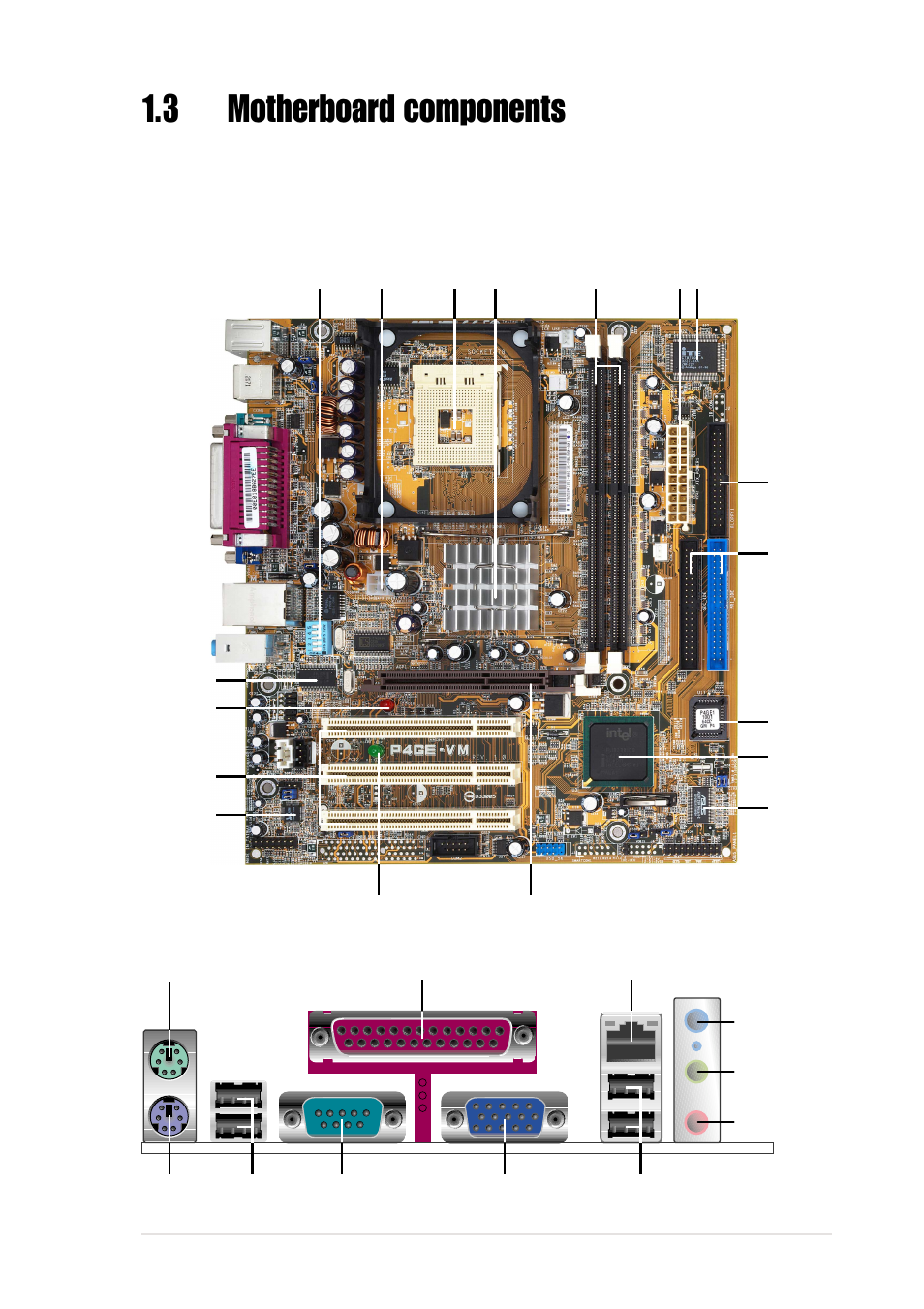 3 motherboard components | Asus P4GE-VM User Manual | Page 13 / 64
