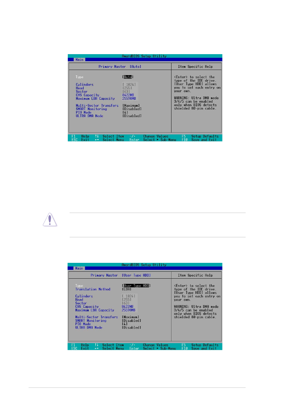 1 primary and secondary master/slave | Asus P4GE-VM User Manual | Page 44 / 64