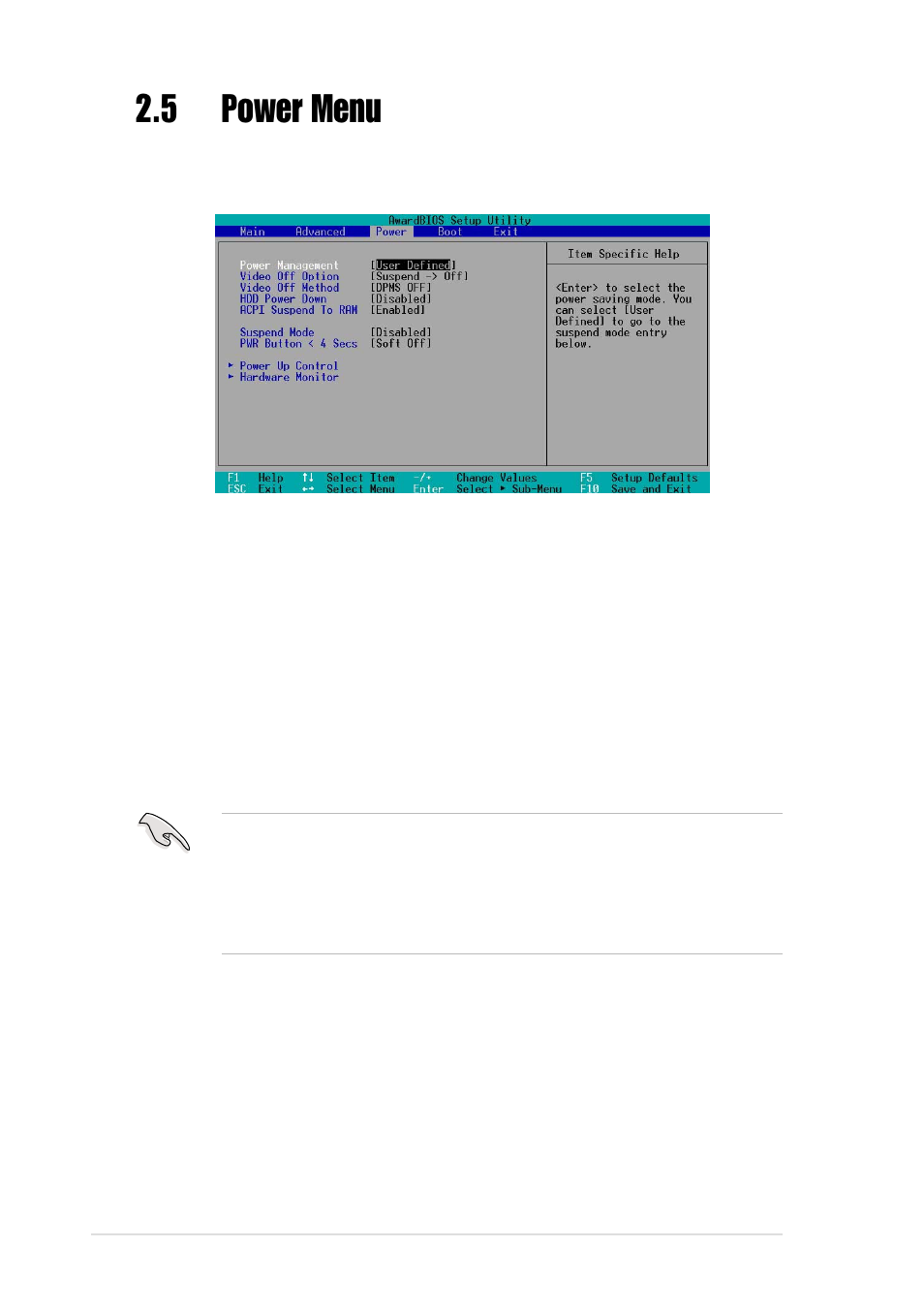5 power menu | Asus P4GE-VM User Manual | Page 54 / 64