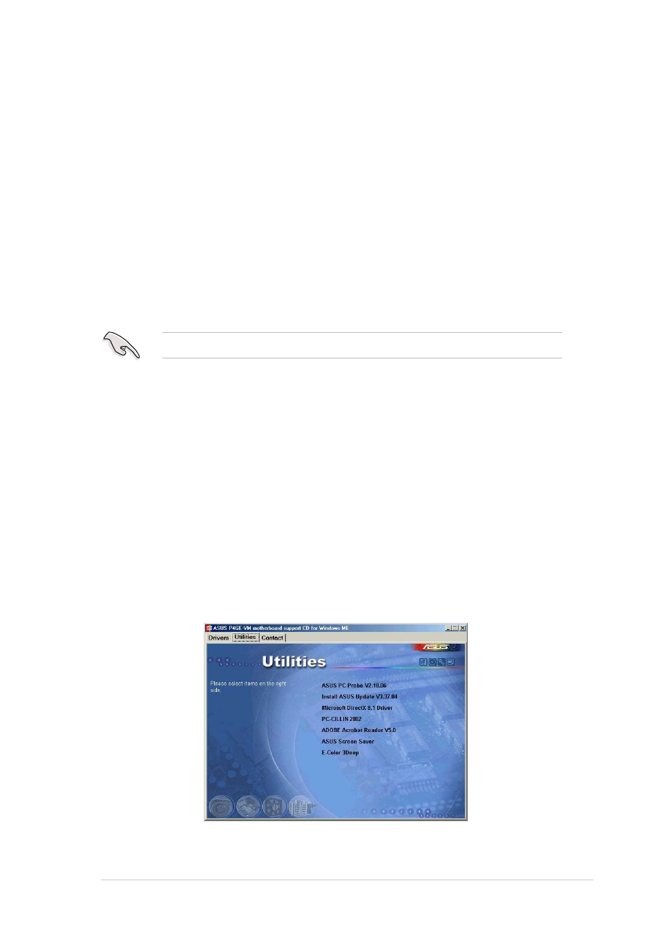 2 drivers menu, 3 utilities menu | Asus P4GE-VM User Manual | Page 63 / 64