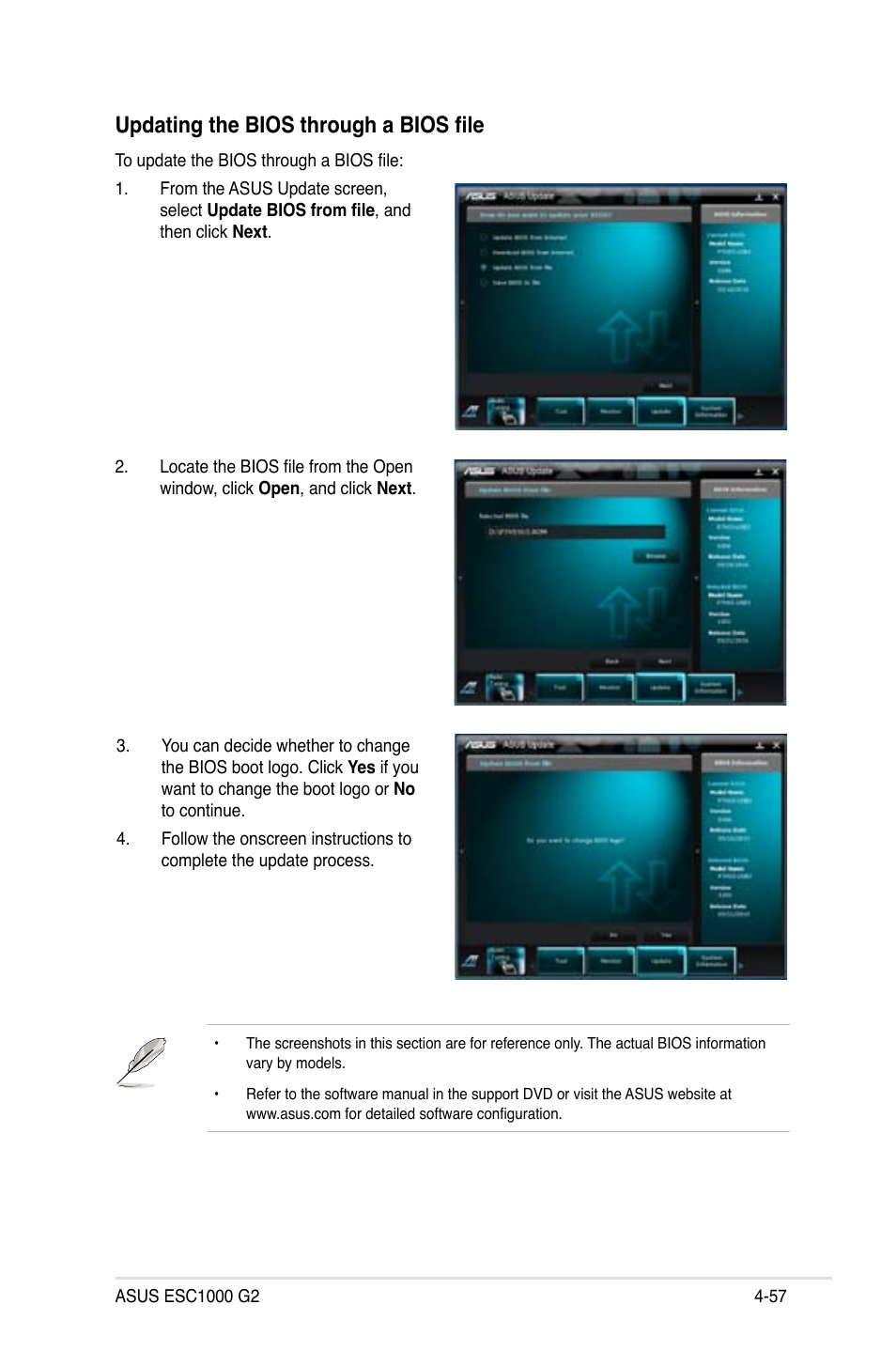 Updating the bios through a bios file | Asus ESC1000 G2 User Manual | Page 139 / 194