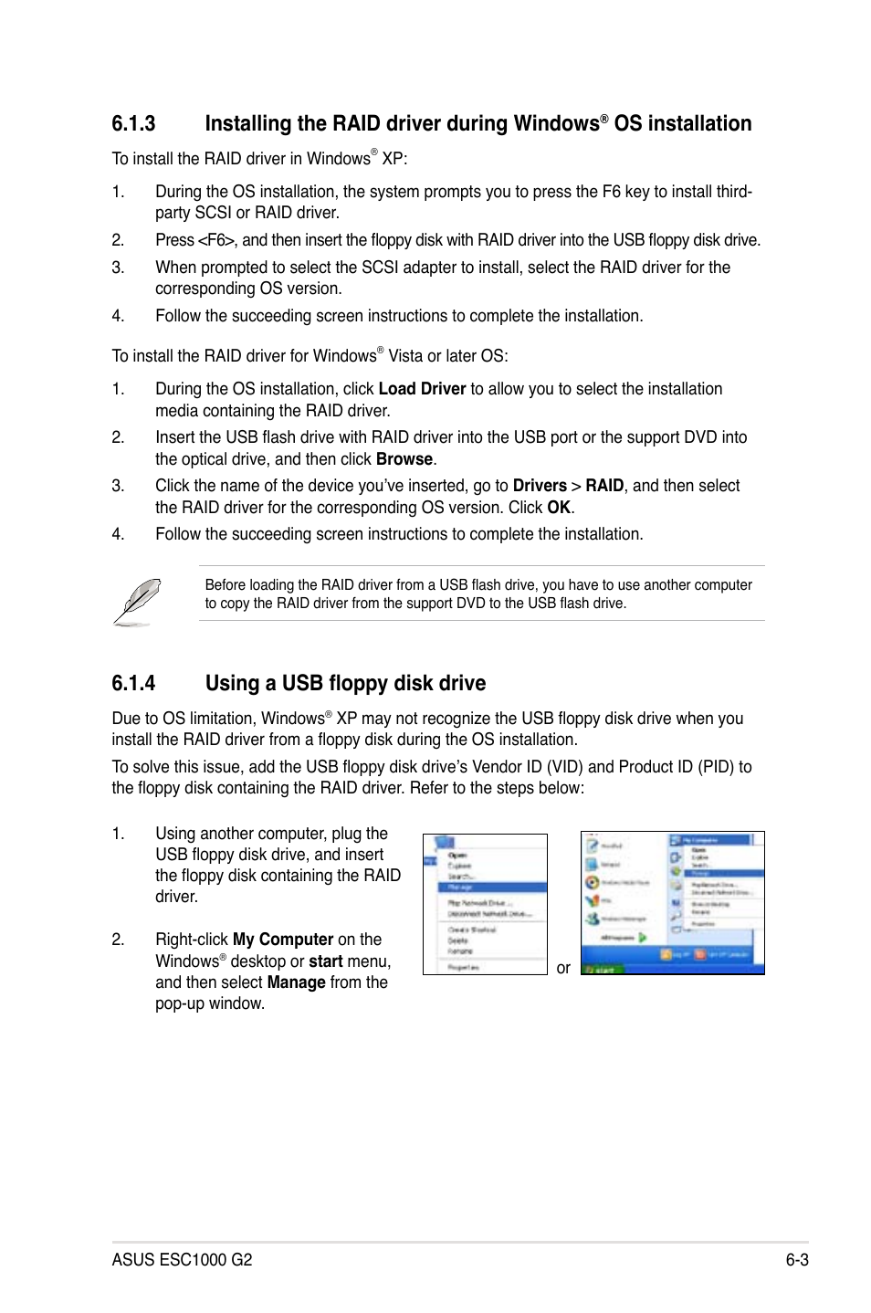 4 using a usb floppy disk drive, Installing the raid driver during windows, Installation -3 | Using a usb floppy disk drive -3, 3 installing the raid driver during windows, Os installation | Asus ESC1000 G2 User Manual | Page 157 / 194