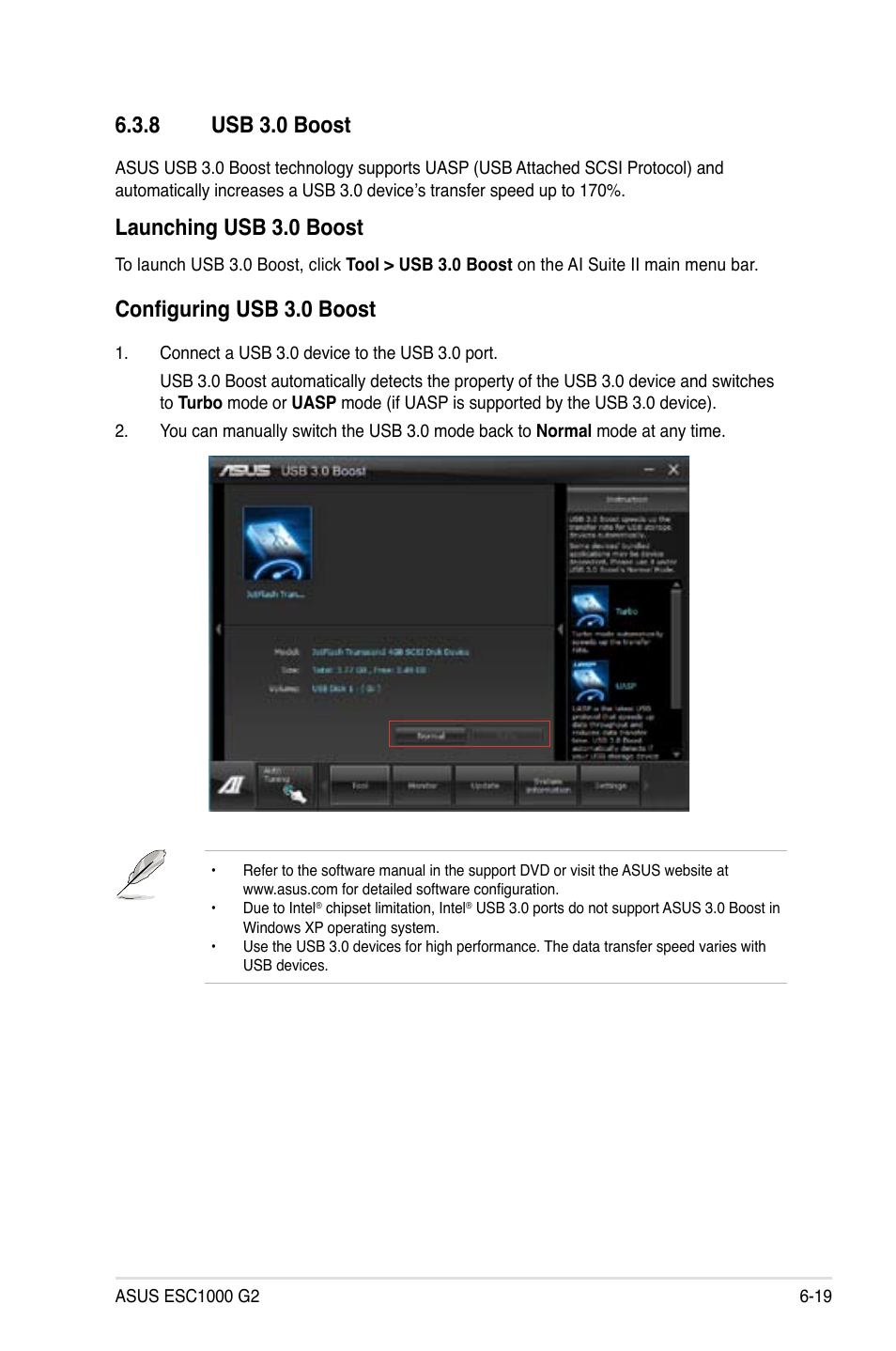 8 usb 3.0 boost, Usb 3.0 boost -19, Launching usb 3.0 boost | Configuring usb 3.0 boost | Asus ESC1000 G2 User Manual | Page 173 / 194