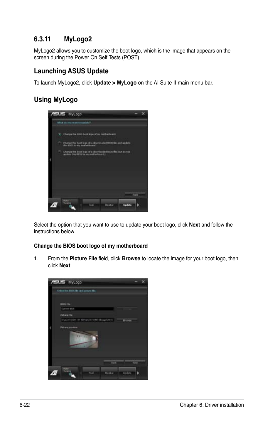 11 mylogo2, 11 mylogo2 -22, Launching asus update | Using mylogo | Asus ESC1000 G2 User Manual | Page 176 / 194