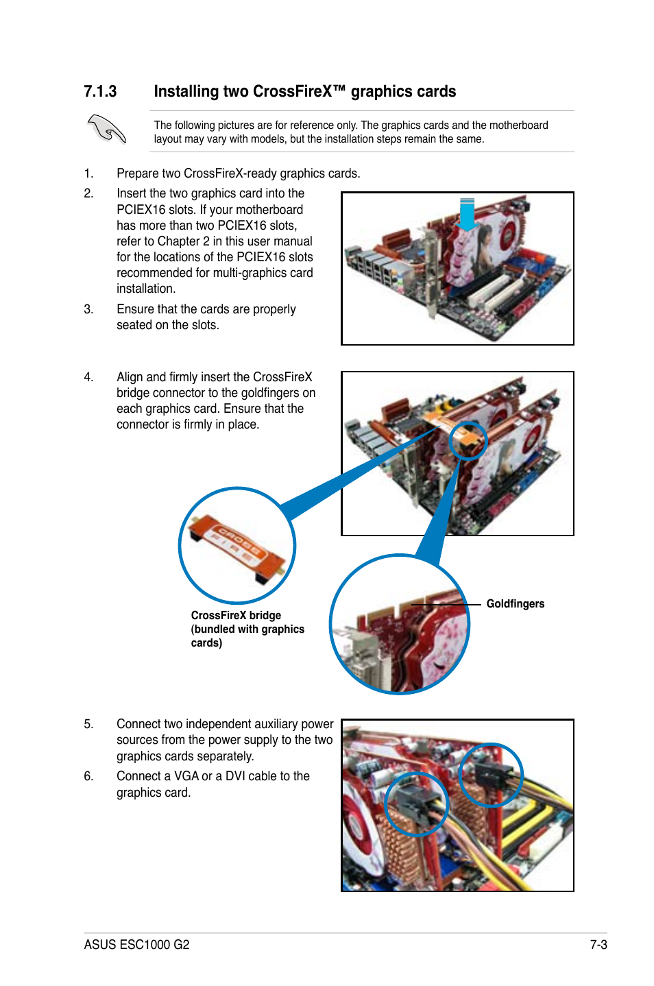 3 installing two crossfirex™ graphics cards, Installing two crossfirex™ graphics cards -3 | Asus ESC1000 G2 User Manual | Page 185 / 194