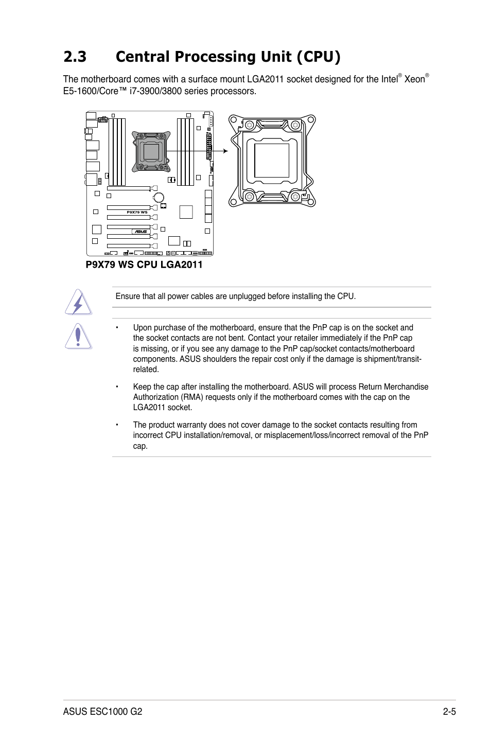 3 central processing unit (cpu), Central processing unit (cpu) -5 | Asus ESC1000 G2 User Manual | Page 25 / 194