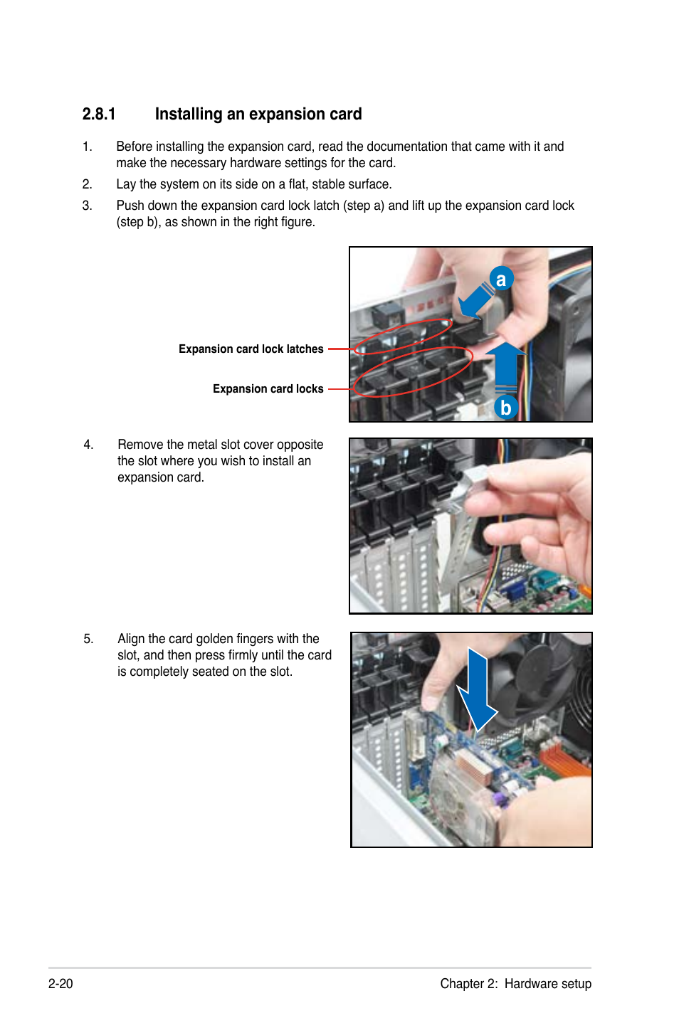 1 installing an expansion card, Installing an expansion card -20 | Asus ESC1000 G2 User Manual | Page 40 / 194