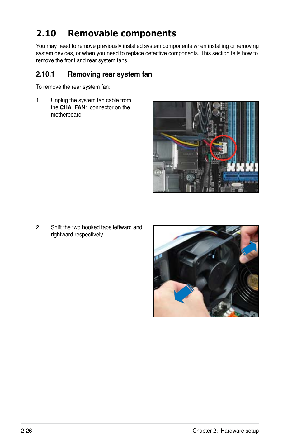 10 removable components, 1 removing rear system fan, 10 removable components -26 | 1 removing rear system fan -26 | Asus ESC1000 G2 User Manual | Page 46 / 194