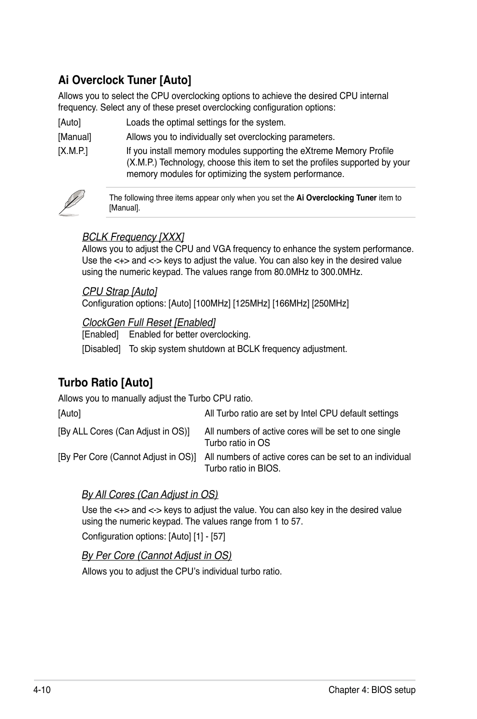 Ai overclock tuner [auto, Turbo ratio [auto | Asus ESC1000 G2 User Manual | Page 92 / 194