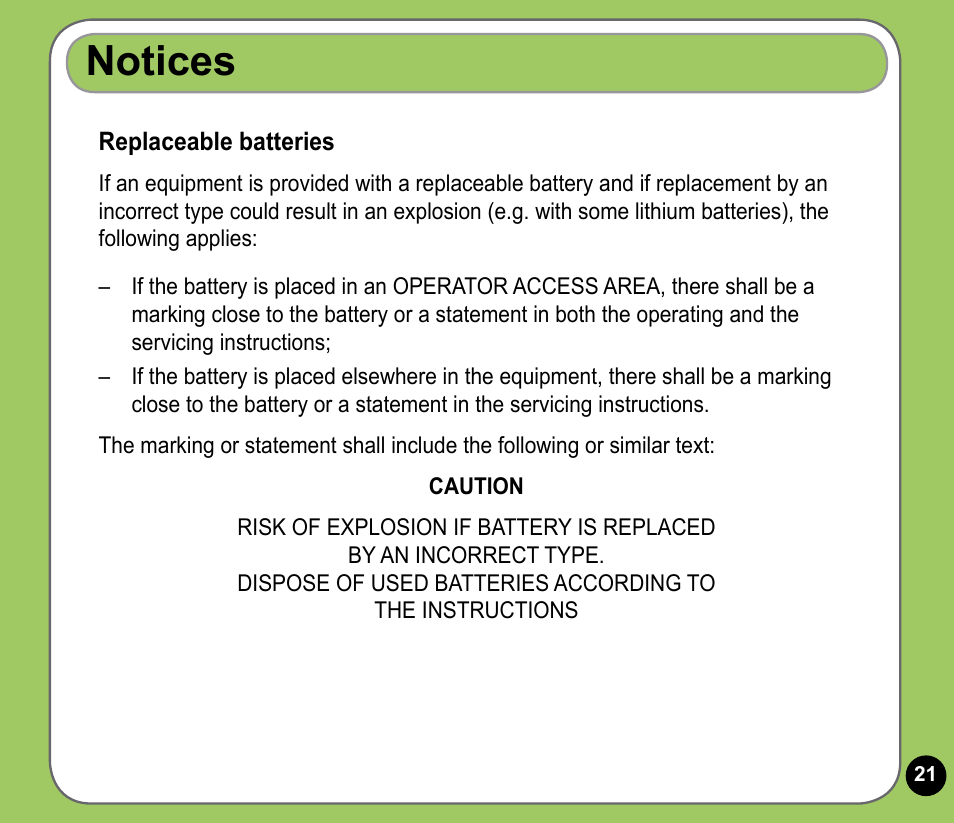 Notices | Asus P735 User Manual | Page 21 / 28