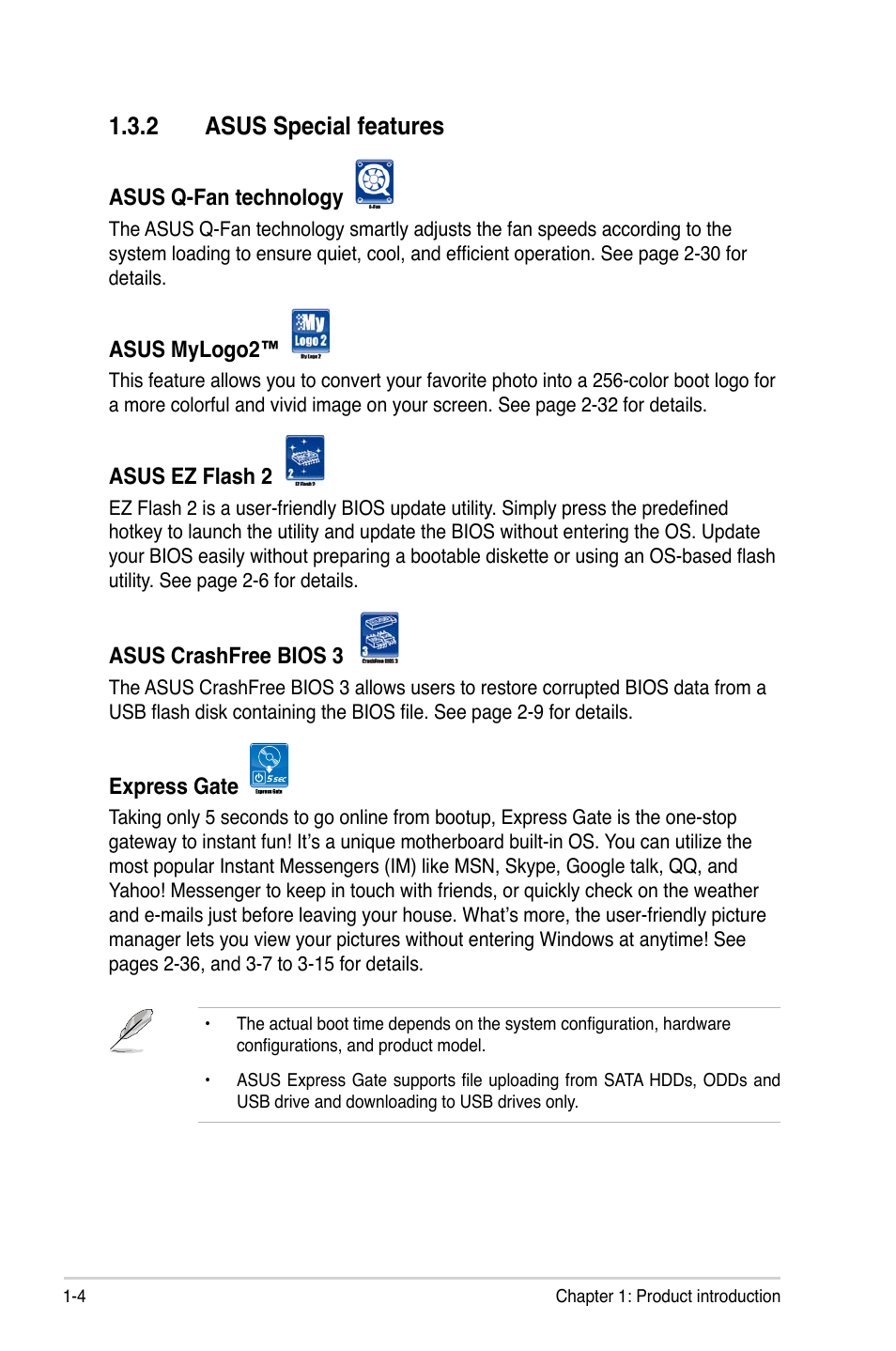 2 asus special features | Asus P5QPL-VM User Manual | Page 16 / 102