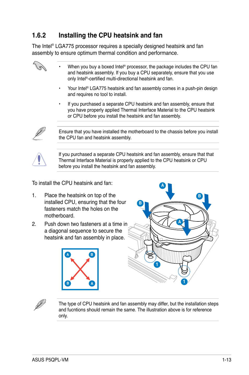 2 installing the cpu heatsink and fan | Asus P5QPL-VM User Manual | Page 25 / 102