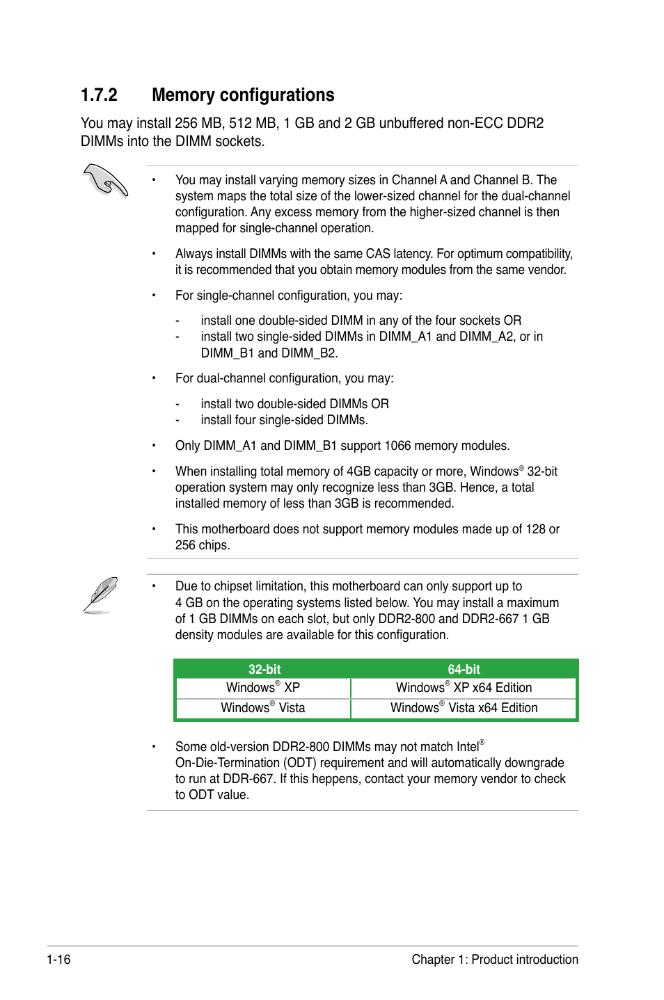 2 memory configurations | Asus P5QPL-VM User Manual | Page 28 / 102