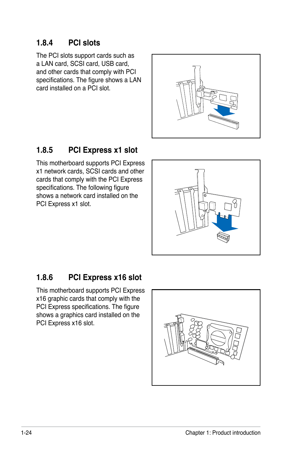 4 pci slots, 5 pci express x1 slot, 6 pci express x16 slot | Pci slots -24, Pci express x1 slot -24, Pci express x16 slot -24 | Asus P5QPL-VM User Manual | Page 36 / 102