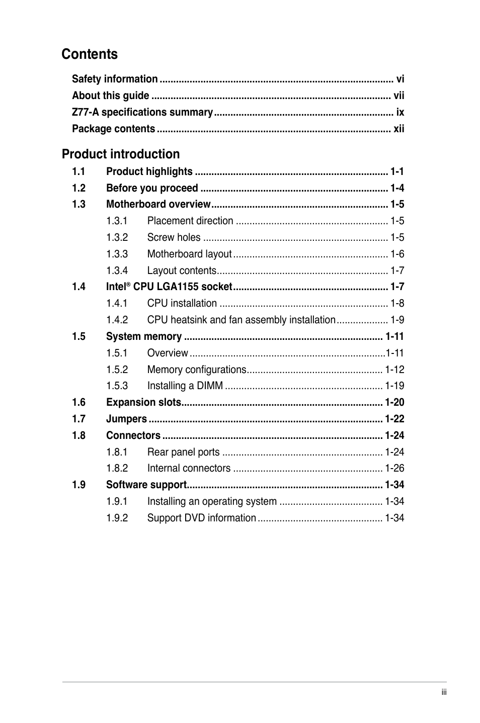 Asus Z77-A User Manual | Page 3 / 92