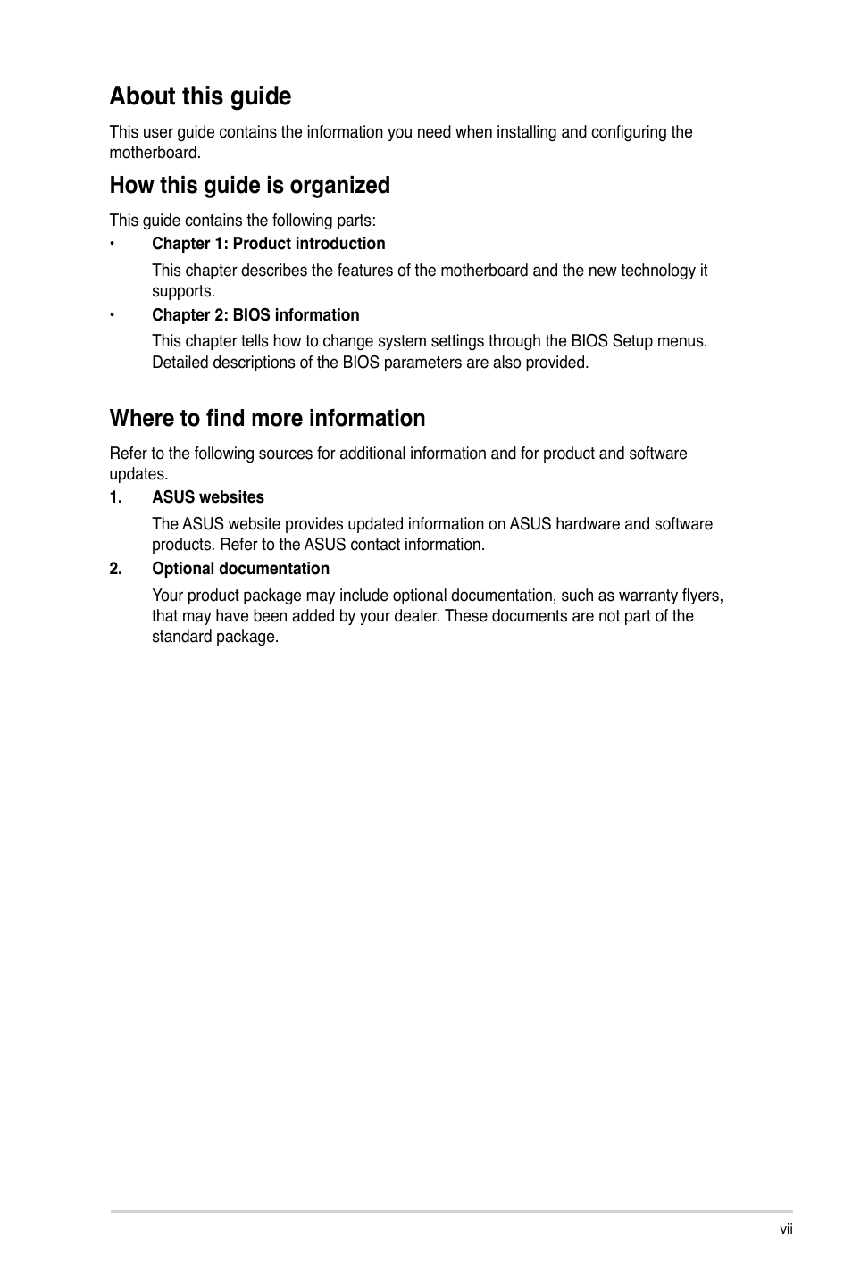 About this guide, How this guide is organized, Where to find more information | Asus Z77-A User Manual | Page 7 / 92