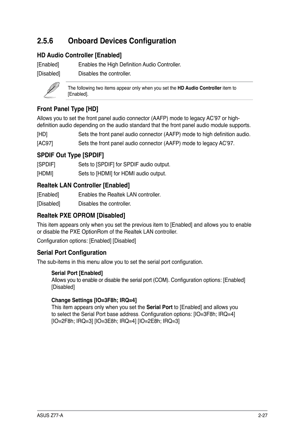 6 onboard devices configuration, Onboard devices configuration -27 | Asus Z77-A User Manual | Page 73 / 92